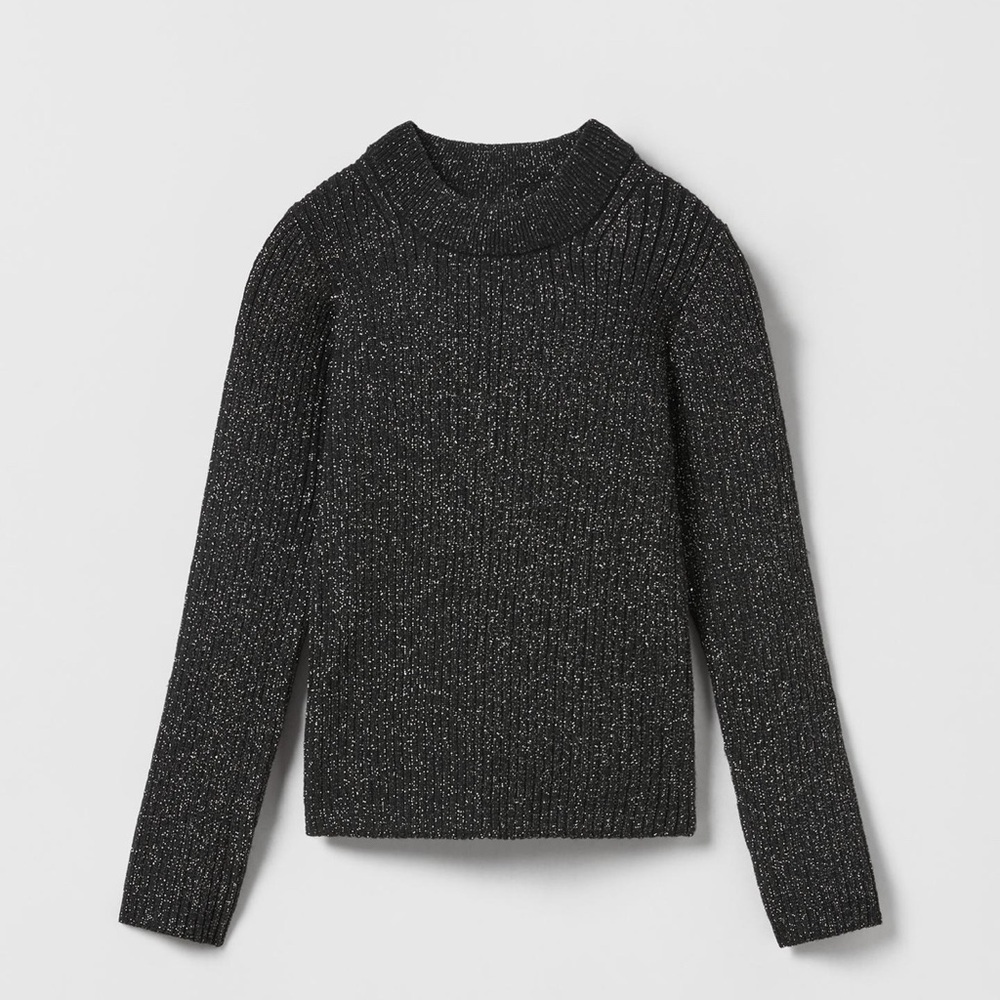 Zara Kids Ribbed Knit Sparkly Black Sweater Size 13-14 Years EUC